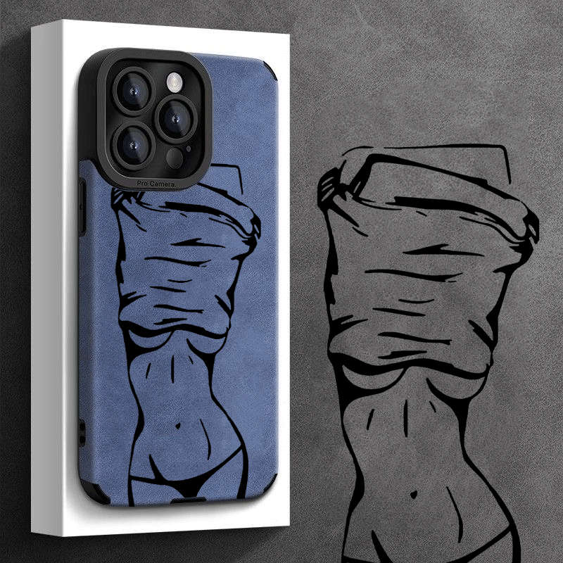 1Pc Blue For iPhone 14 Plus Sexy Goddess Pattern Phone Case