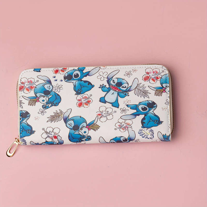 1pc Stitch Cartoon PU Wallet Cute Handheld Coin Purse with Credit Card Holder and Independent