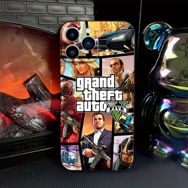 1Pc Black For iPhone 11 GTA5 Simple Thickened Phone Case