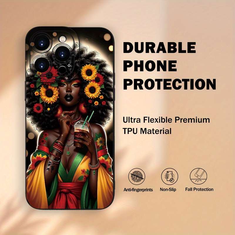 1Pc Black For iPhone 7 Plus 8 Plus African Girl Phone Case