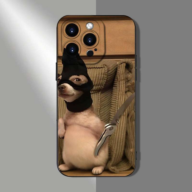 1Pc Mixed Color  For iPhone 15 Pet Puppy Head Cover Phone Case