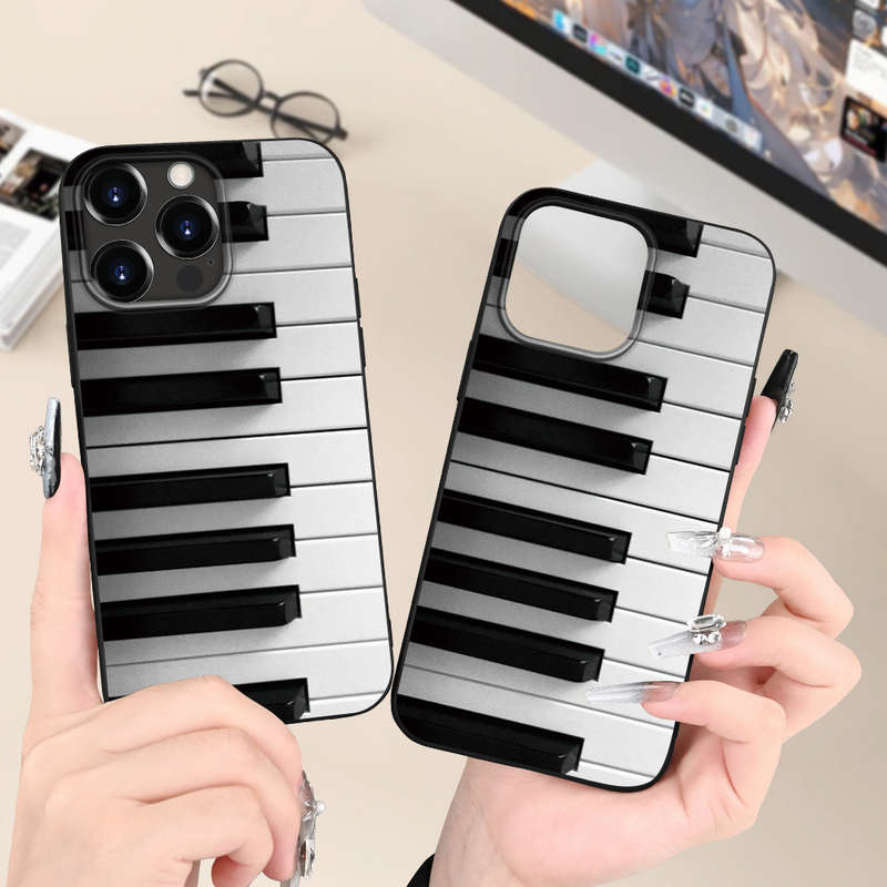 1Pc Black For iPhone 7 8 SE2 SE3 Piano Music Note Phone Case