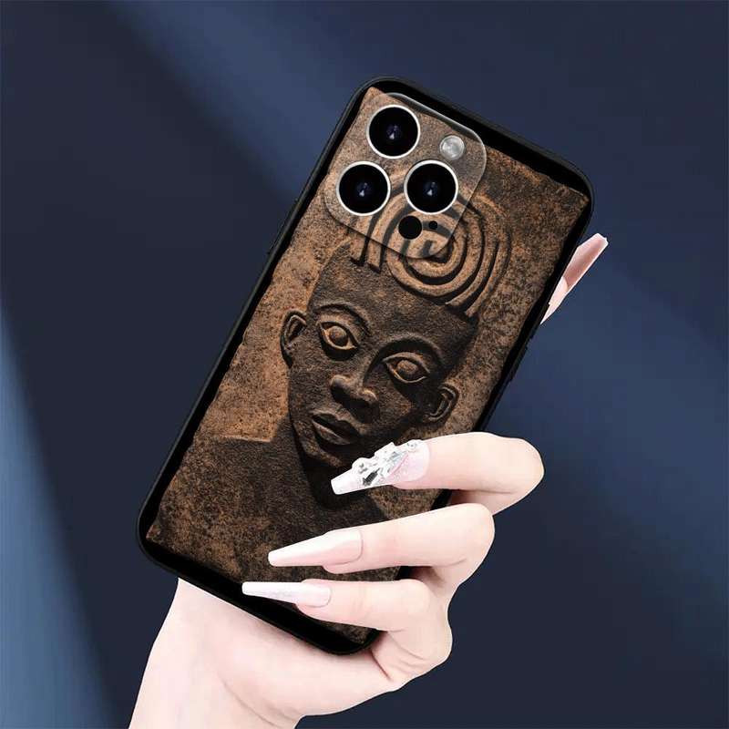 1Pc Black For iPhone 14 Plus Vintage African Fabric Phone Case