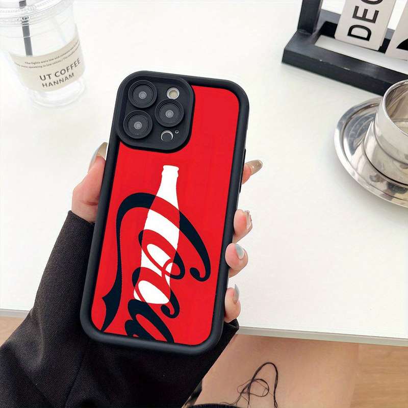 1Pc Black For iPhone 13 Mini Red Cola Soda Drink Phone Case