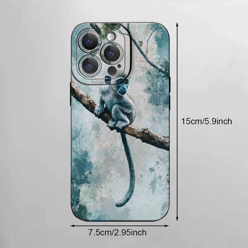 1Pc Black For iPhone 13 Grey Monkey Phone Case