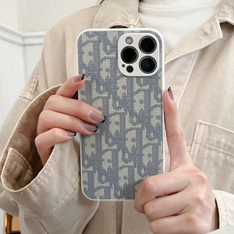 1Pc White For iPhone 12 Pro Max Premium Embroidered Phone Case
