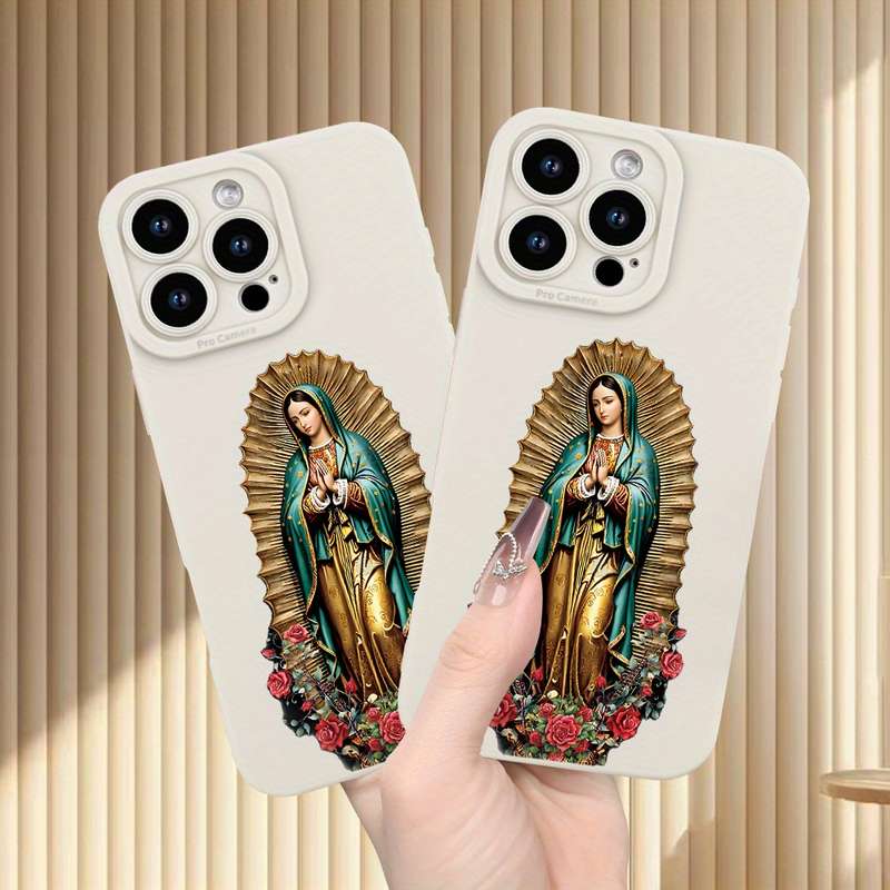 1Pc Ivory White For iPhone 16 Pro Max Nun Pattern Phone Case
