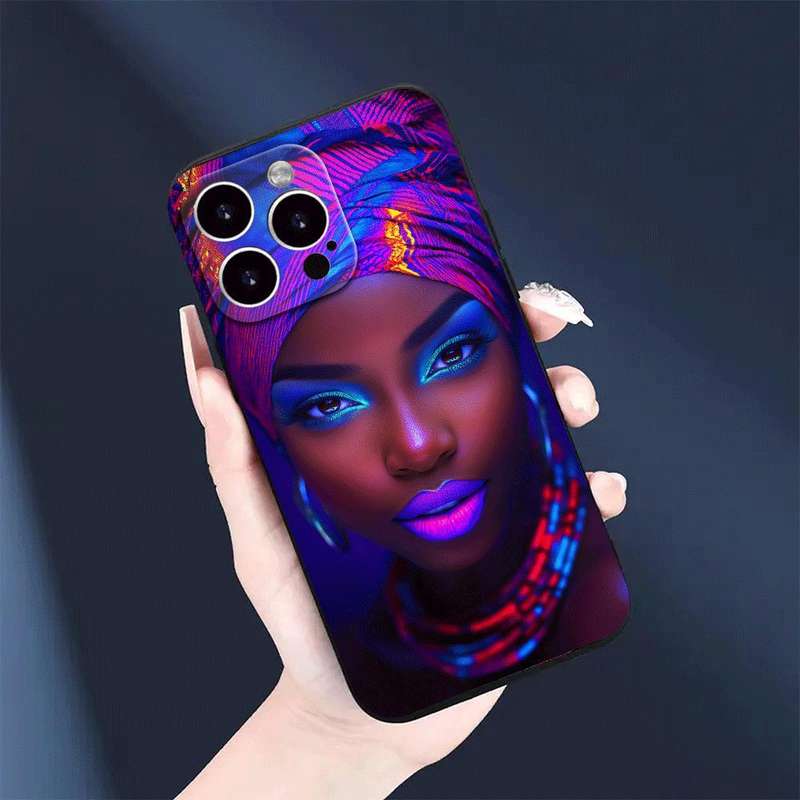 1Pc Black For iPhone 11 Pro Max African Beauty Featuring Headwraps Phone Case