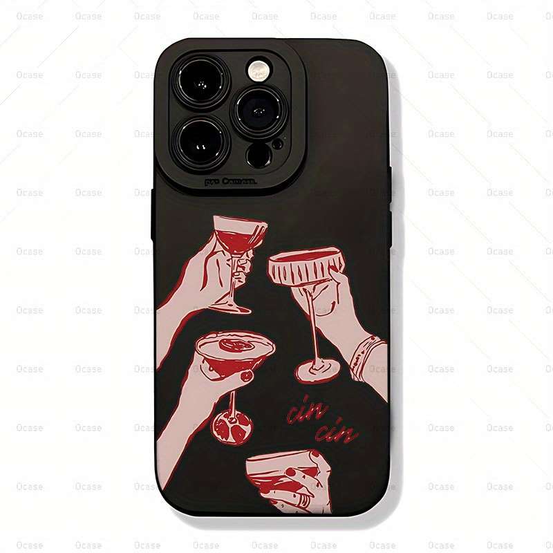 1Pc Black For iPhone 13 Mini Pink Mojito Phone Case