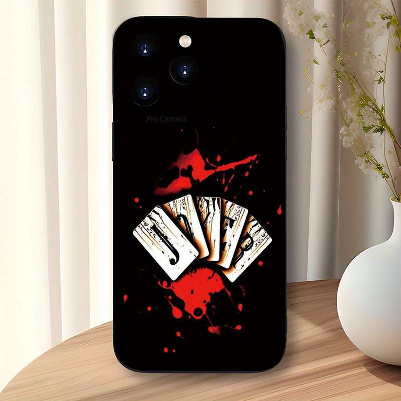 1Pc Black For iPhone X XS Card Themed Pattern Phone Case