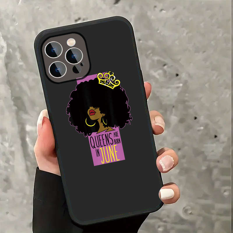 1Pc Black For iPhone 14 Pro Max Queen Vibes Phone Case