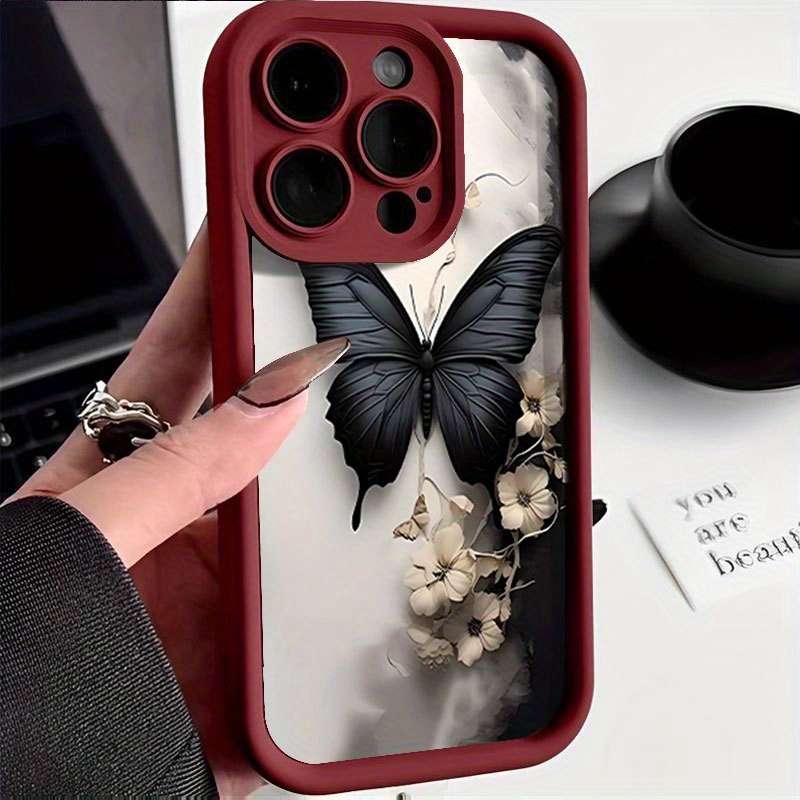 1Pc Burgundy For iPhone 15 Plus Phone Case Phone Cover