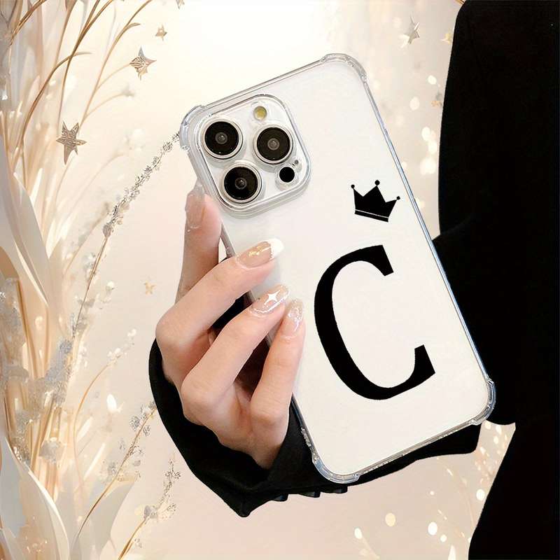 1Pc Transparent For iPhone XR Letter C Crown Phone Case