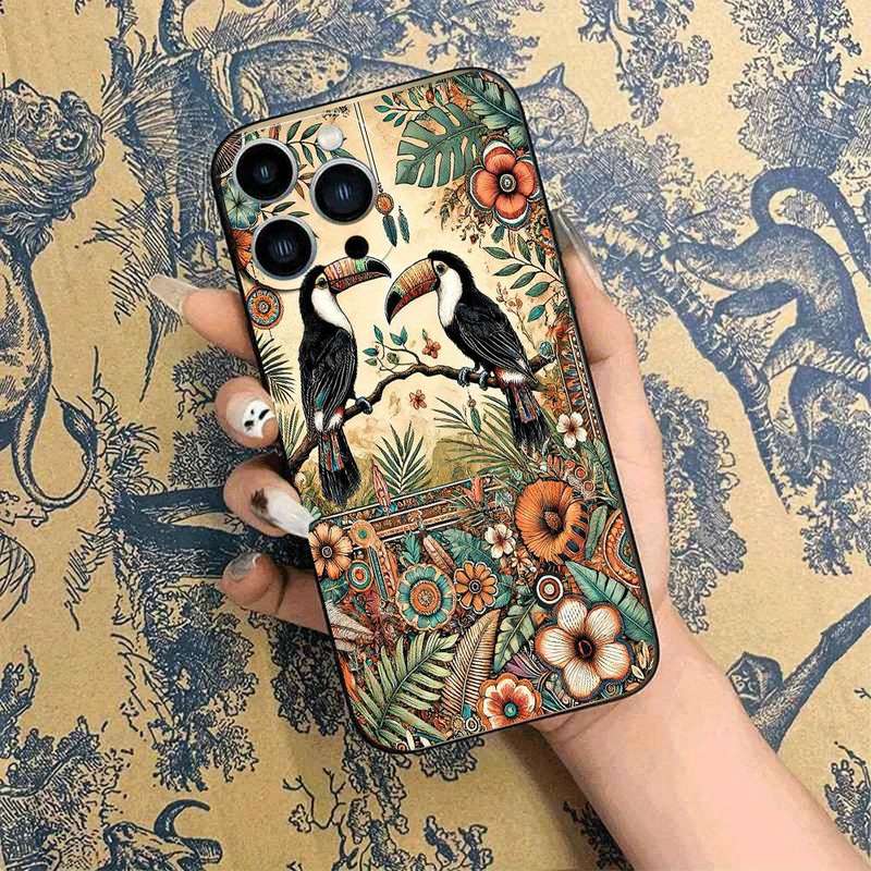 1Pc Black For iPhone 15 Pro African Style TPU Phone Case