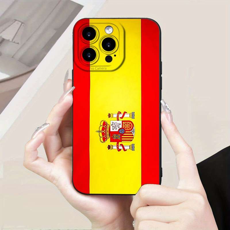 1Pc Black For iPhone XR Spanish Flag Design Phone Case