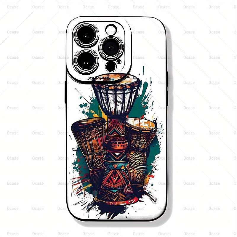1Pc Black For iPhone XR African Drum Printing Phone Case