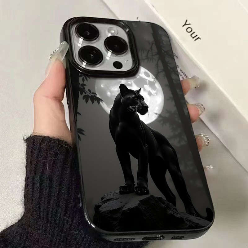 1Pc Black For iPhone 15 Plus Forest Black Panther Phone Case