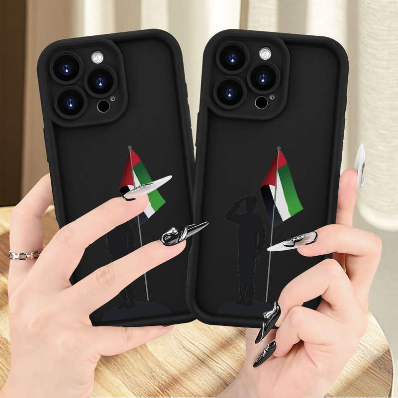 1Pc Black For iPhone 15 Pro An UAE National Day Pattern Phone Case