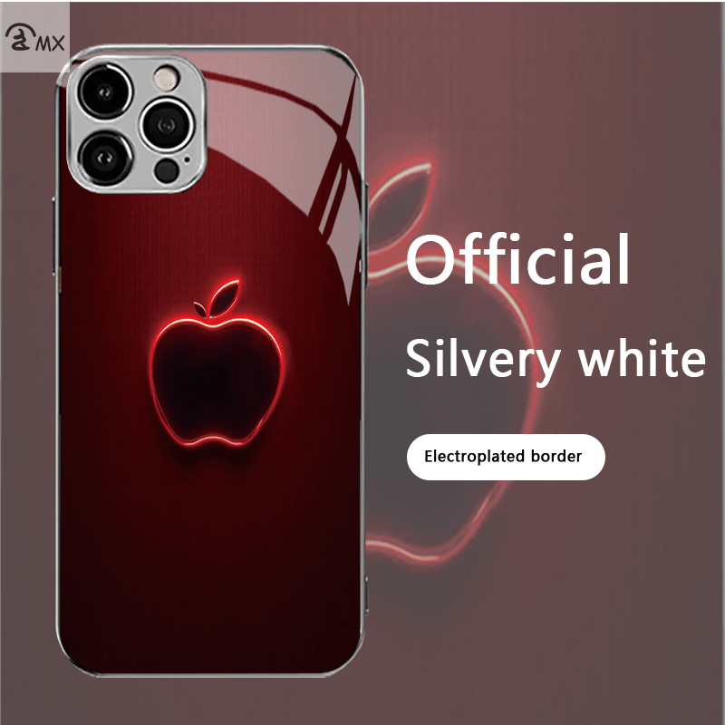 1Pc Red For iPhone 11 Pro Max Red Glow Apple Logo Phone Case