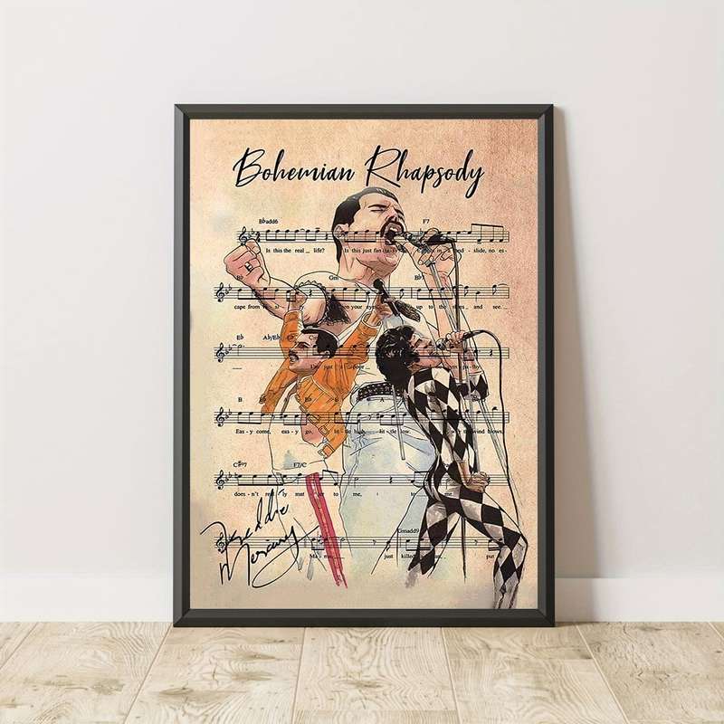 1pc  Boho Rhapsoidy Canvas Music Art Poster Vintage Modern Style Frameless Wall Decor for L