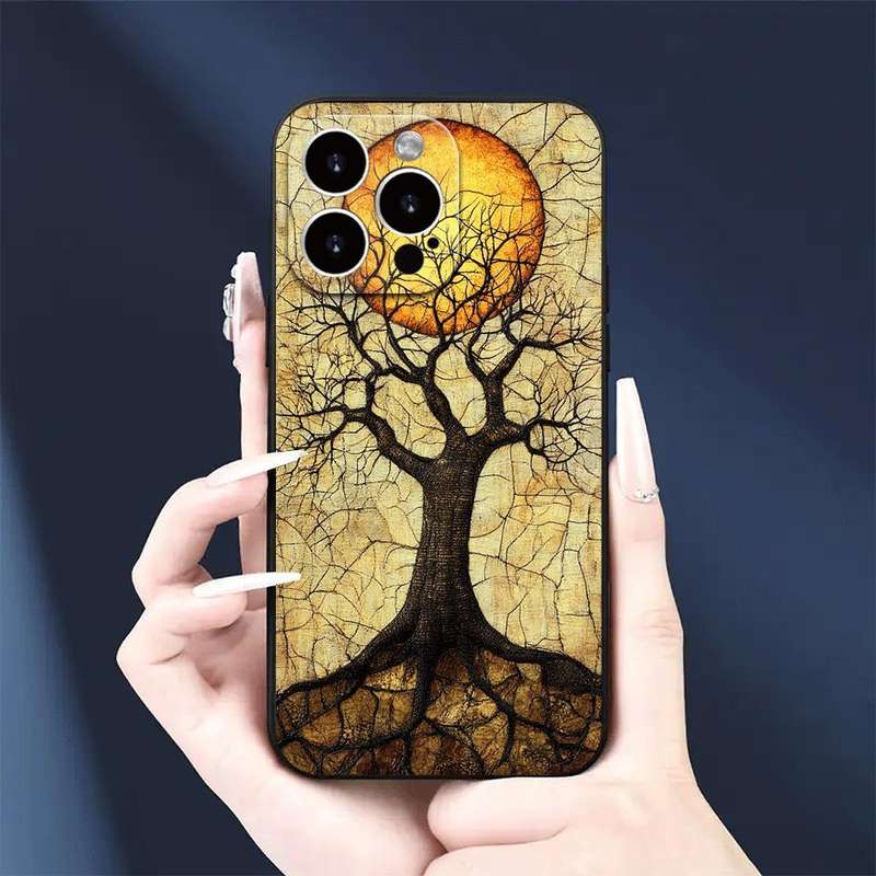 1Pc Black For iPhone 15 Pro Max African Sunset Phone Case