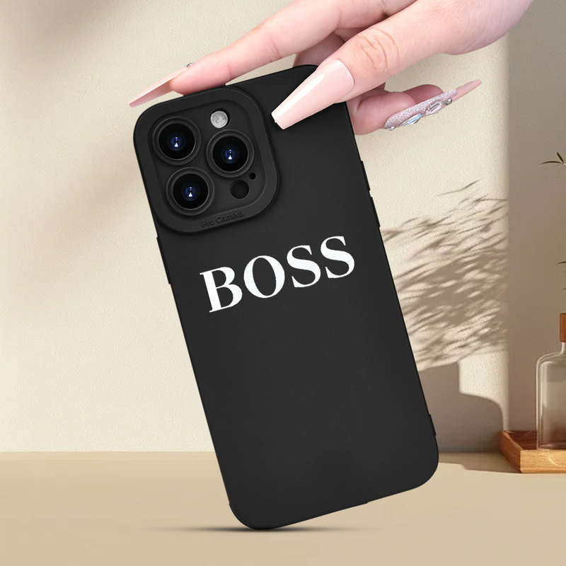 1Pc Black For iPhone XS Max BOSS Pattern Phone Case