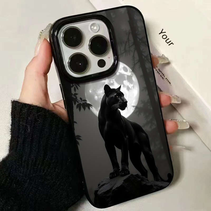 1Pc Black For iPhone 15 Plus Forest Black Panther Phone Case