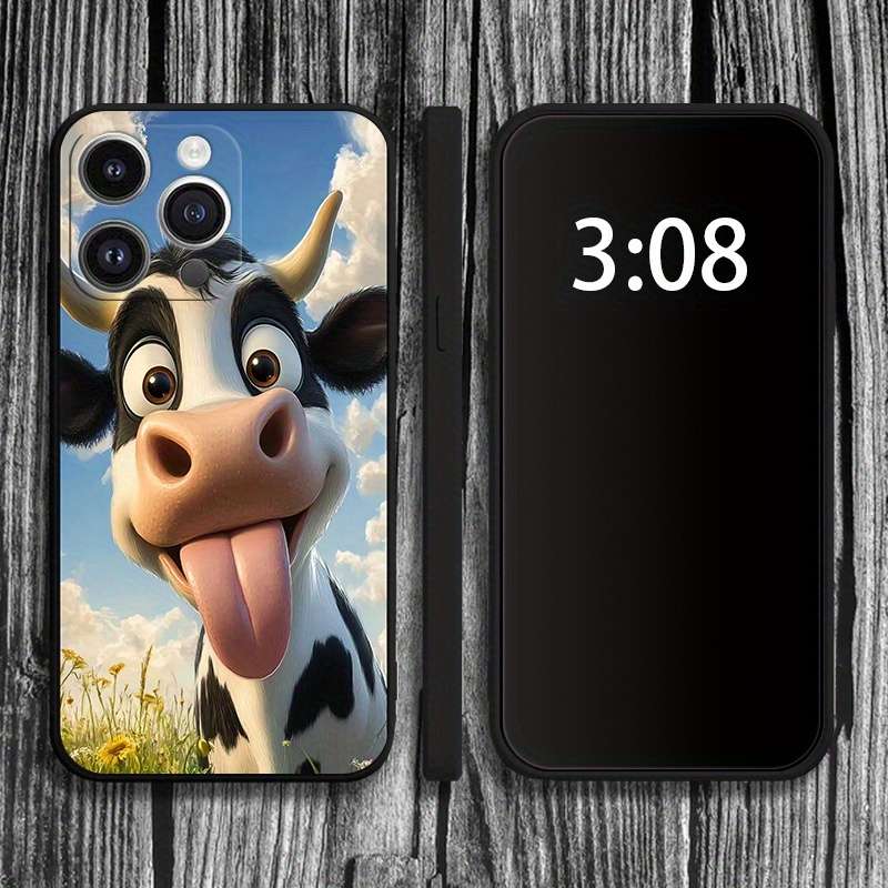 1Pc Mixed Color For iPhone 14 Cow TPU Pattern Phone Case