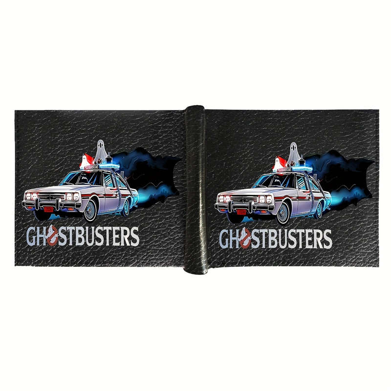 1pc Ghostbusters Inspired Black PU Wallet for Men Casual Style Bi-Fold Design with Card Slots and