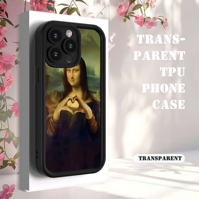 1Pc Black For iPhone XR Love Mona Lisa Heart Phone Case