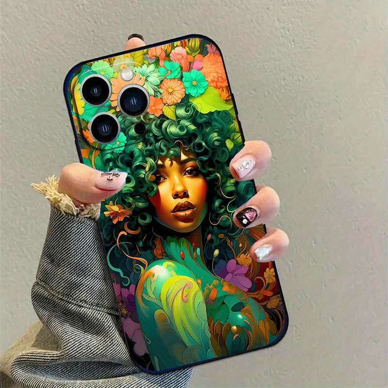 1Pc Black For iPhone 12 African Style TPU Phone Case