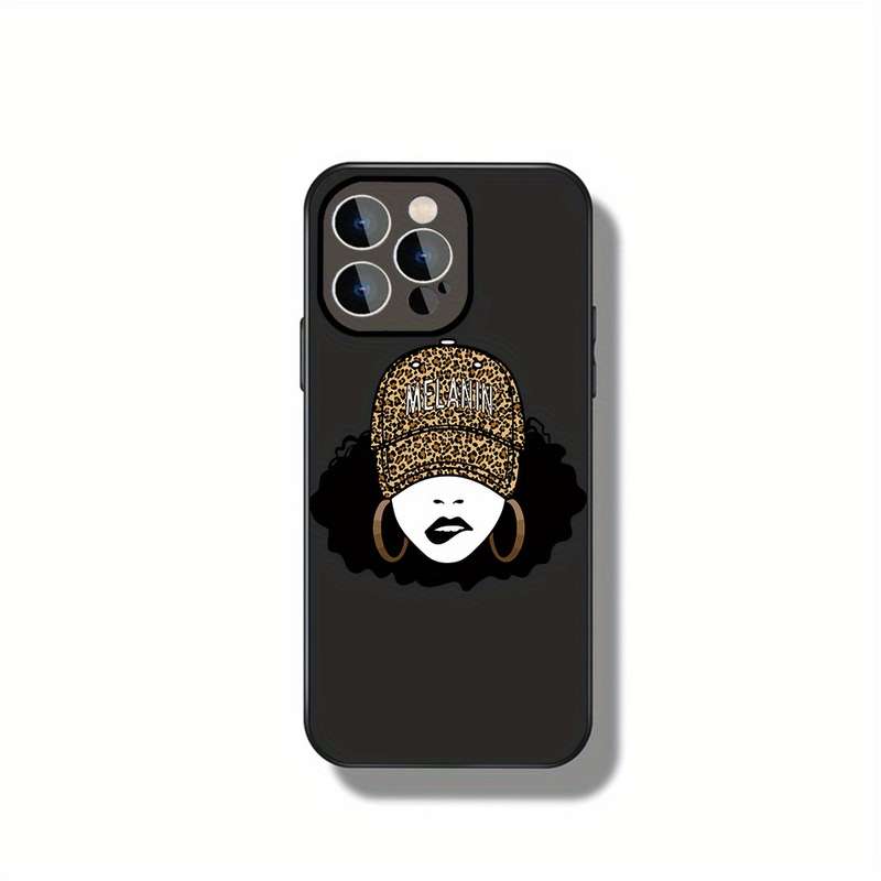 1Pc Black For iPhone 11 Pro Max Melanin And Leopard Print Phone Case