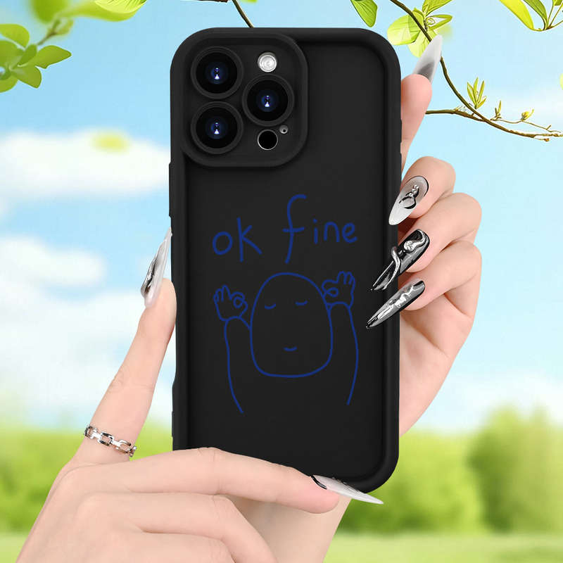 1Pc Black For iPhone 11 Pro Max English Line Pattern Phone Case