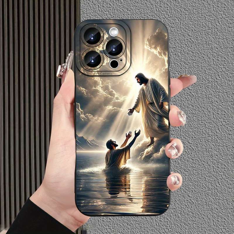 1Pc Black For iPhone 13 Pro Max Jesus Designed Phone Case