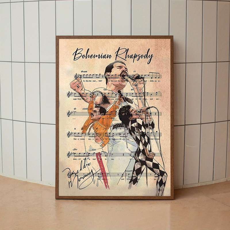 1pc  Boho Rhapsoidy Canvas Music Art Poster Vintage Modern Style Frameless Wall Decor for L