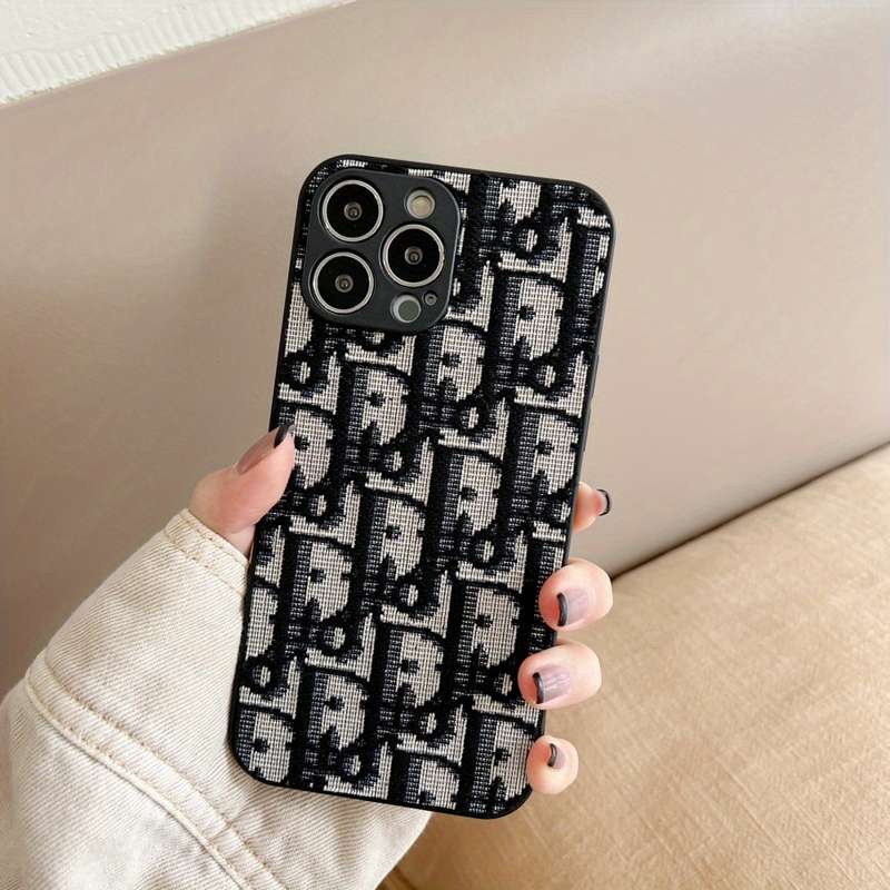 1Pc White For iPhone 12 Pro Max Premium Embroidered Phone Case