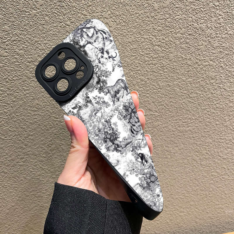 1Pc Mixed Color  For iPhone XR Black White Forest Phone Case