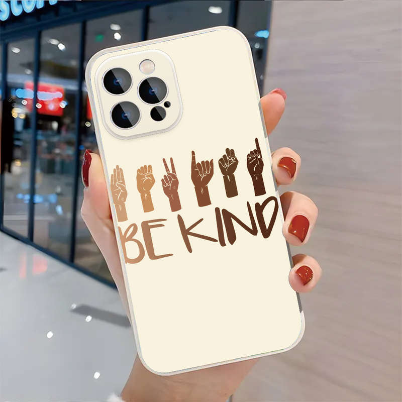 1Pc Black For iPhone 15 Sign Language Show Kindness Phone Case