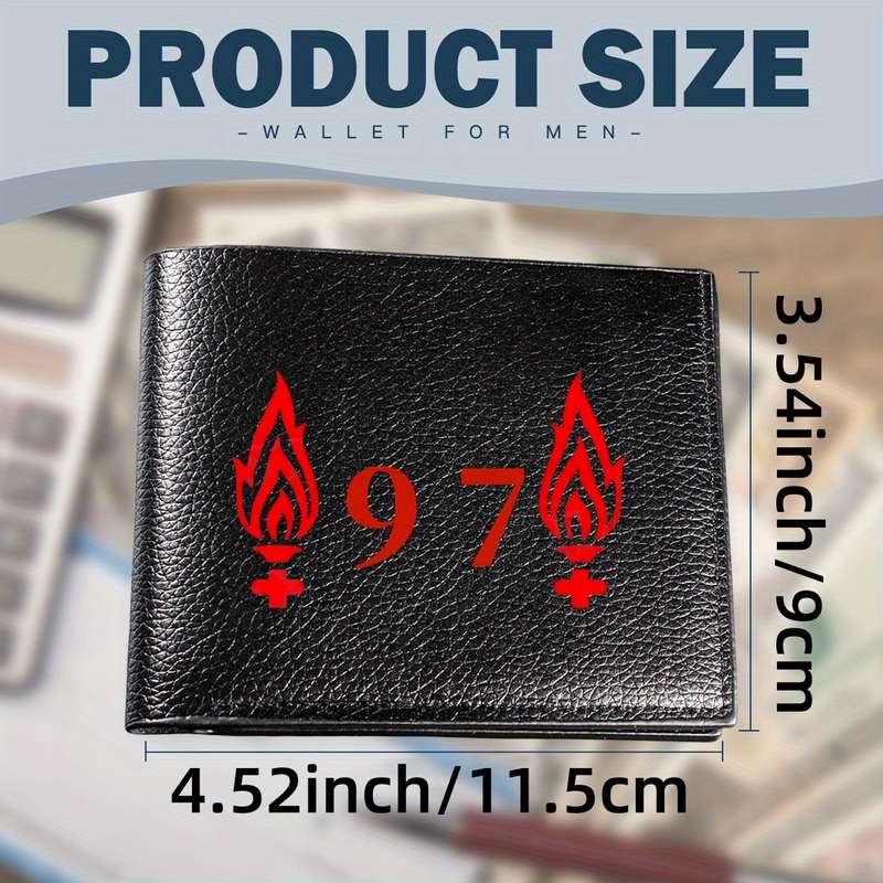 1pc Liverpool 97 Faux Leather Simple Style Wallet Multifunctional Short Bifold Coin Purse with