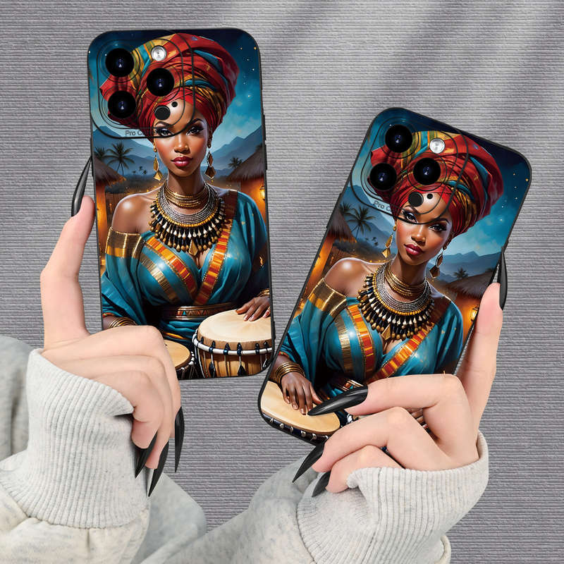 1Pc Black For iPhone XR African Girl Phone Case