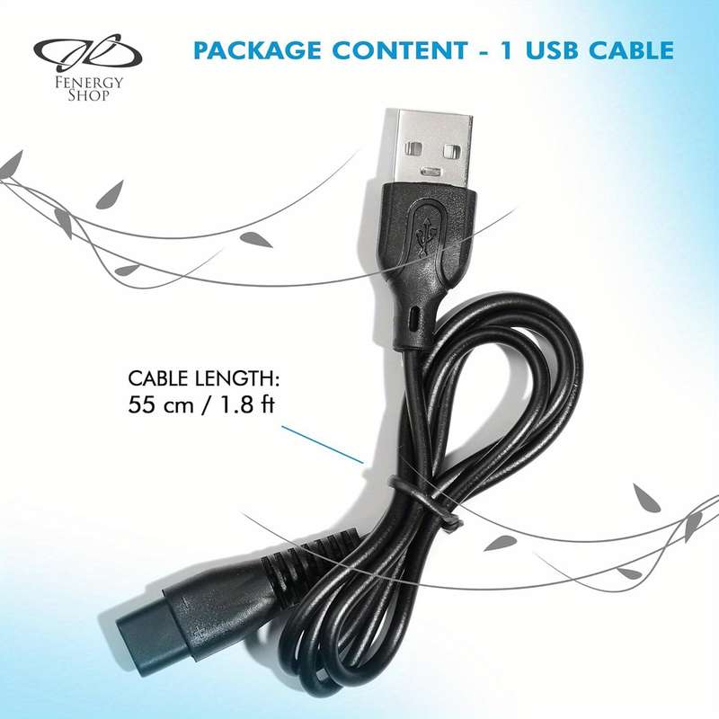 1pc USB Charger Cord Premium Replacement Charging Cable Compatible with Skull Shaver Pitbull