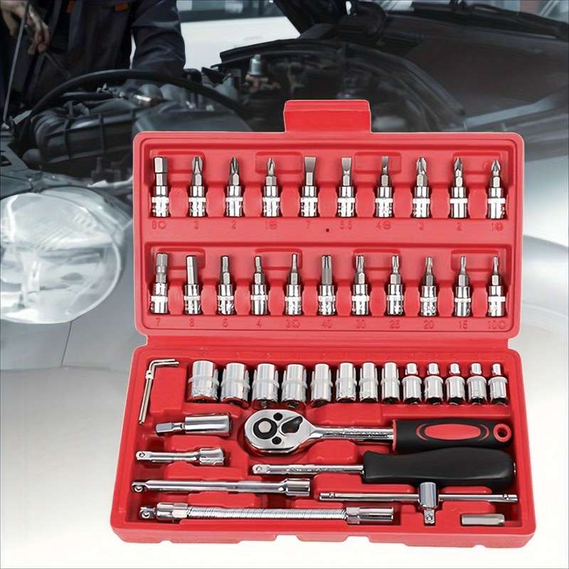 Screwdriver Bit Tool Set Color Wy041703 1 Size Red   46Pcs