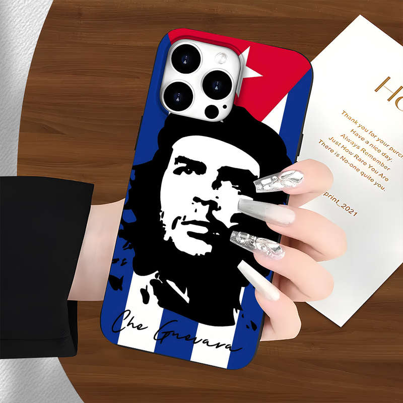 1Pc Black For iPhone 16 Plus Che Guevara Cartoon Designs Phone Case