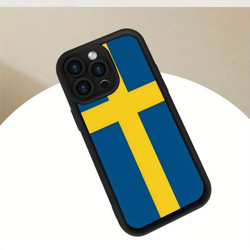 1Pc Black For iPhone XR Swedish Flag Design Phone Case