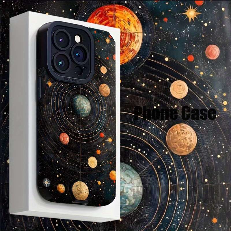 1Pc Black For iPhone 13 Solar System Planet Phone Case