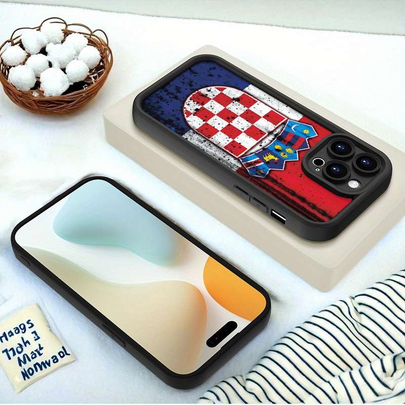 1Pc Black For iPhone 7 8 SE2 SE3 Croatian Coat Of Arms Phone Case