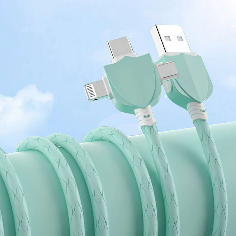 1pc Shield Silicone Data Cable 3-1 Mfi Certification Compatible with Multiple Devices Not Easy