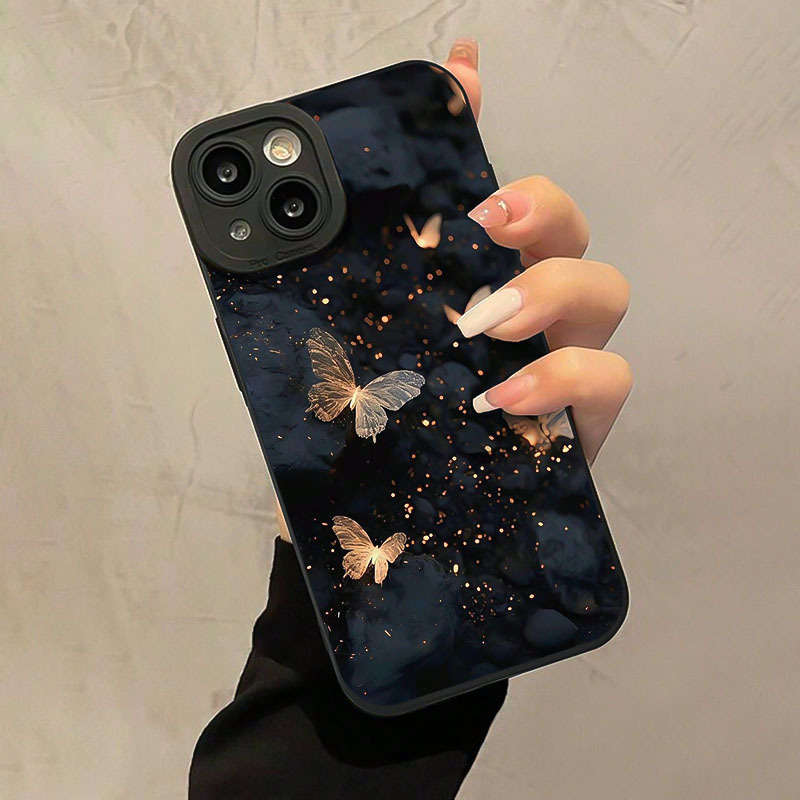1Pc Black For iPhone 13 Exquisite Butterfly Phone Case
