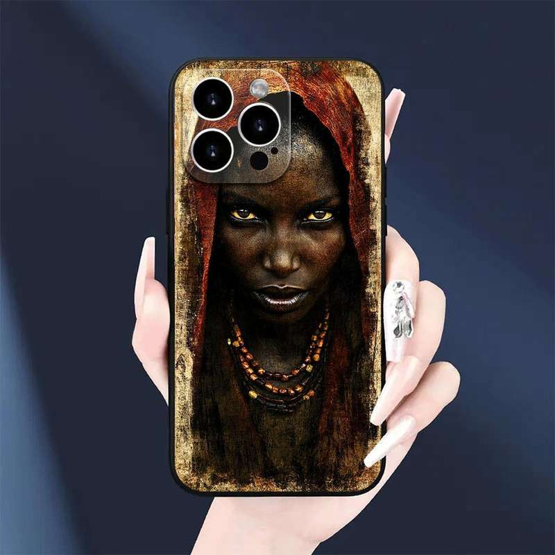 1Pc Black For iPhone 13 African Woman Phone Case