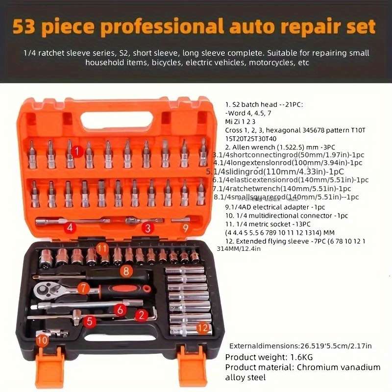 Screwdriver Bit Tool Set Color 46 Piece Socket Set Black Size Ht53And46 5746